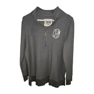 Marley Lilly  Woman's Sz S/M Monogrammed CBM‎ Sweatshirt Cotton 1/4 Zip